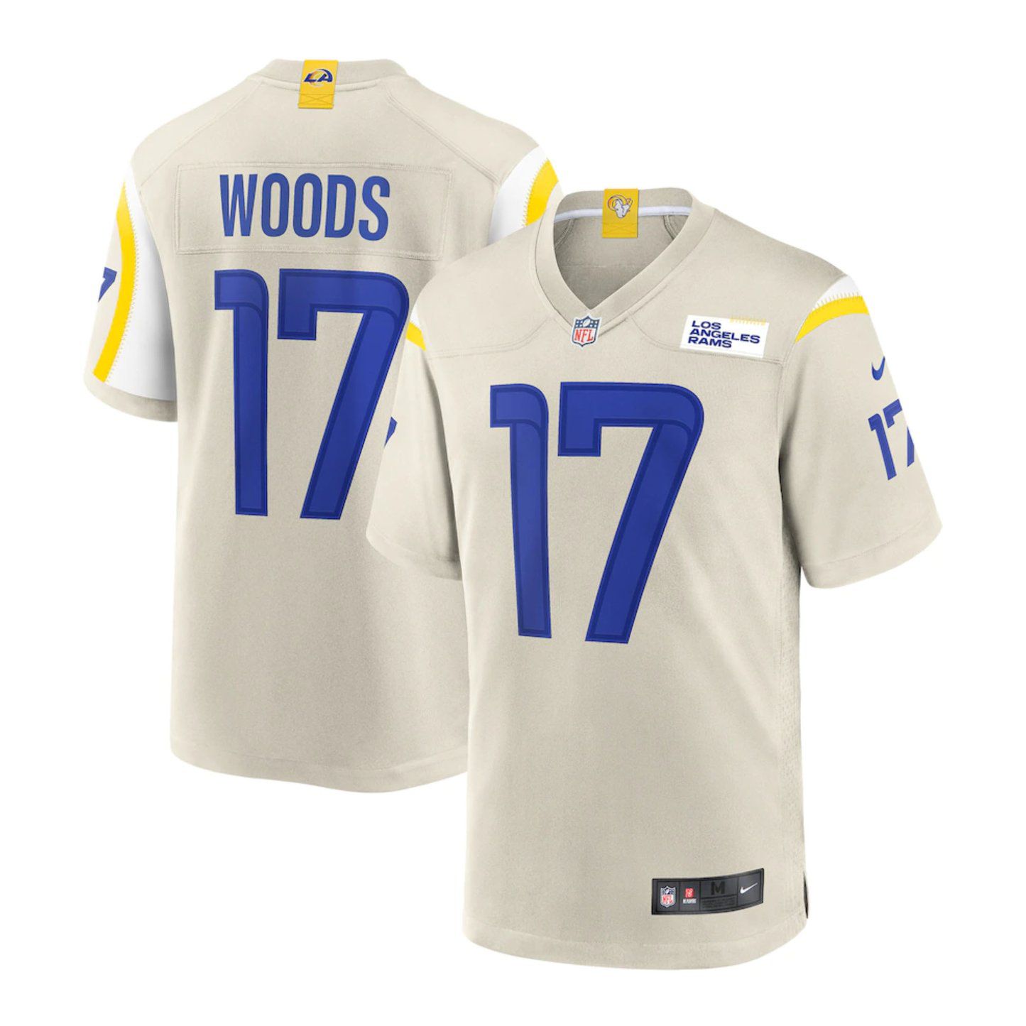 Men Los Angeles Rams 17 Woods Robert Nike Cream Game NFL Jersey